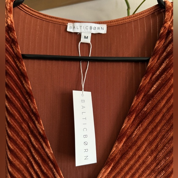 Baltic Born Andi Rust Ribbed Velvet Wrap Dress - Picture 4 of 6